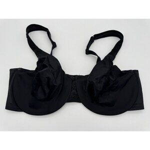 Olga Suddenly Smooth Sides Bra Black Underwire Shiny Satin Bow 35076 Size 38DD